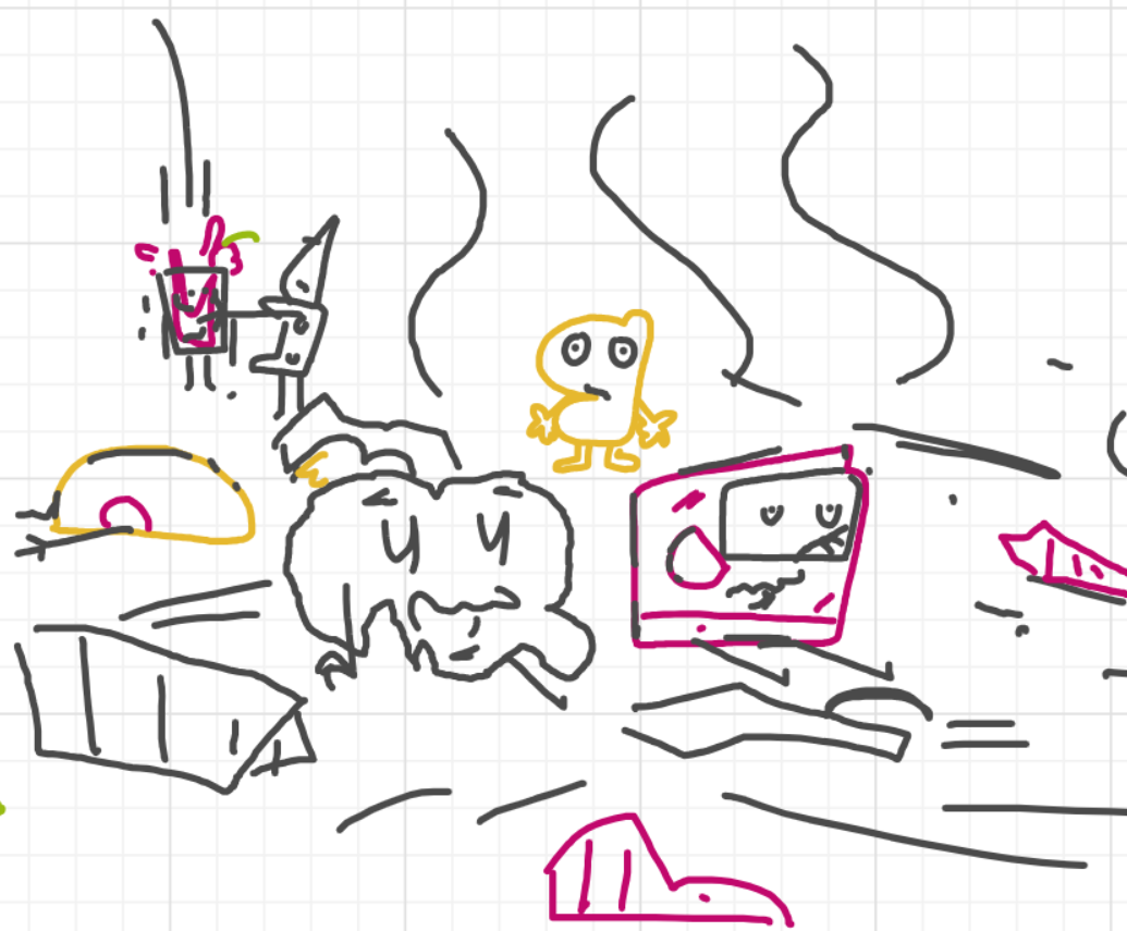 A panel from I've Been Everywhere, Man, episode nine of the Board Boards object show by Furretwalk/WalkingFurret.